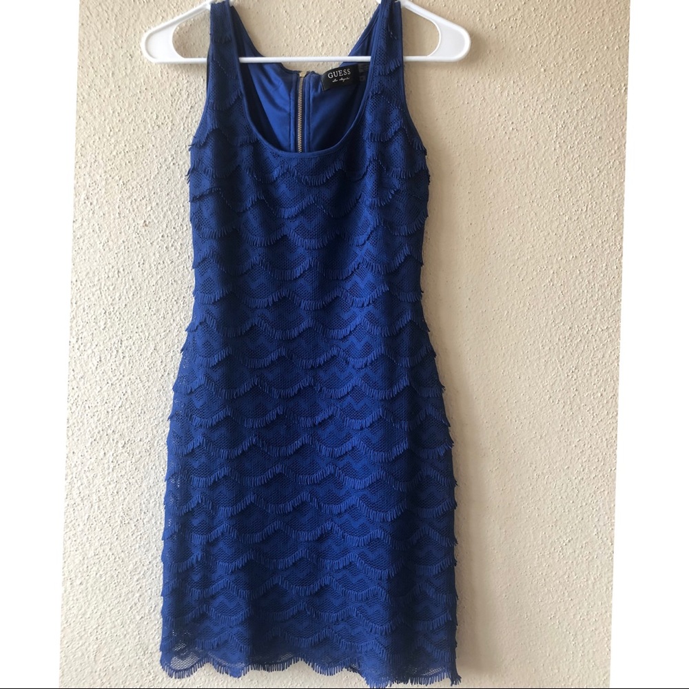 Guess royal blue scalloped lace dress